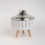 سلة من البامبو مع وعاء تقديم بغطاء لون ذهبي/حجم صغير image number 0