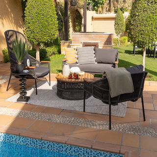 4 Piece Rope Sofa Set With Relax Chair And Round Coffe Table