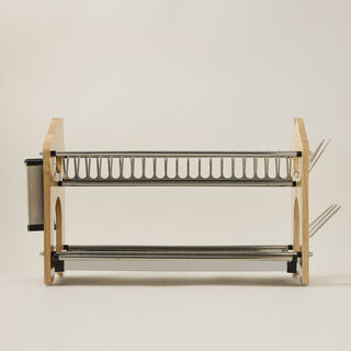Alberto Dish Rack 2 Layer Stainless Steel With Wood 