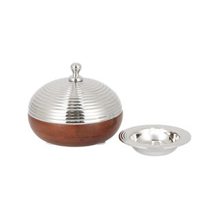 Date Bowl Wood With Steel Tamar Silver