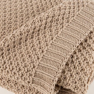 Boutique Blanche Loft 100% Cotton Knitted Throw Natural 130*180cm