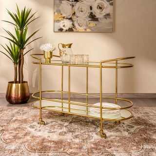 Buffet Serving Trolley Steel Gold 125*46*79 cm