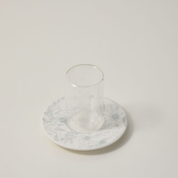 Dallaty white porcelain and glass Tea and coffee cups set 18 pcs image number 2