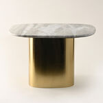 هومز طاولة قهوة بقاعدة معدنية وسطح من الرخام، 50*60*38سم image number 0