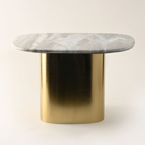 هومز طاولة قهوة بقاعدة معدنية وسطح من الرخام، 50*60*38سم image number 0