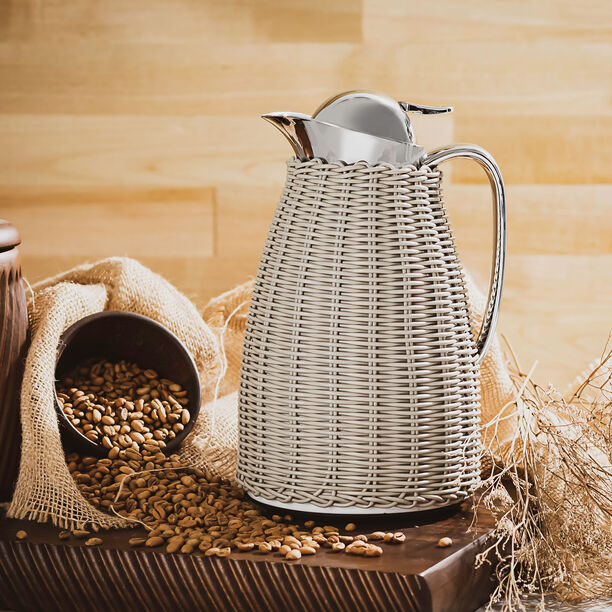 Dallaty Stainless Steel Vacuum Flask Rattan With Design Of Bamboo Grey 1L image number 4