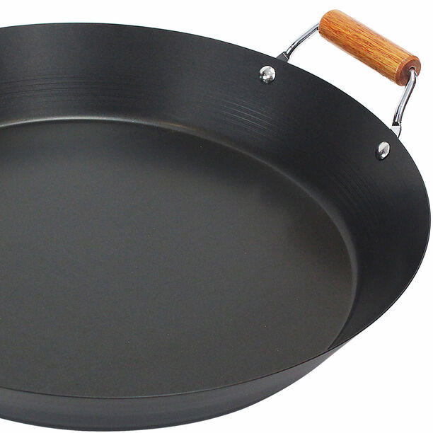 Non Stick Wok Pan With Wood Handle Round Shape Black image number 2