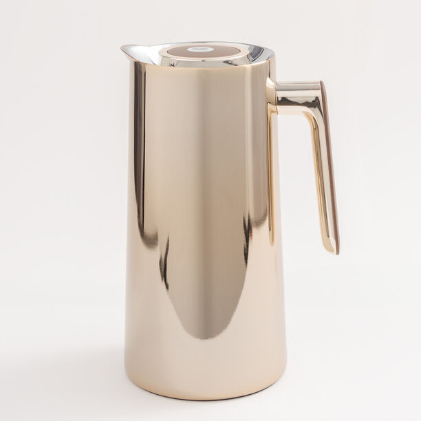 دلتي دلة شاي وقهوة حافظة للحرارة ستيل باللون الذهبي، 1لتر بيد خشبية image number 1