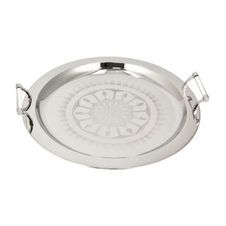 Steel Round Tray 1Pc Qamaryat Silver