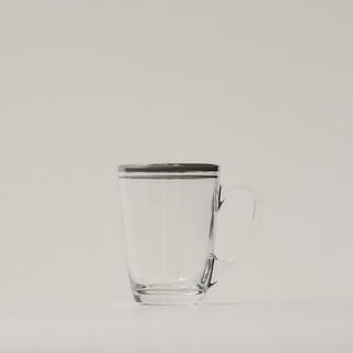 Tea Glass Set 6 Pieces Double Line Silver