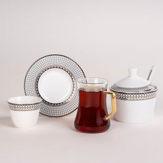 Dallaty white glass and porcelain Tea and coffee cups set 18 pcs