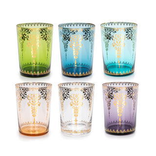Glass Tumbler With Gold Decal Set Of 6