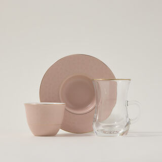 Zukhroof 28Pc Porcelain Tc Set Pink Serve 6