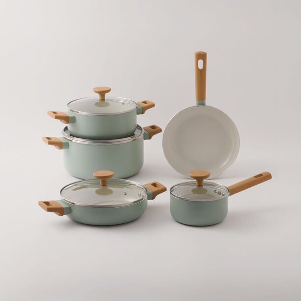 Alberto Aluminum 9Pcs Cookware Set, Green image number 0