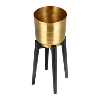 Planter Gold With Wood Stand Gold