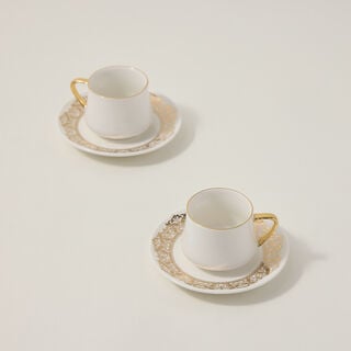 طقم اكواب قهوة 12 قطعة لون ابيض/ ذهبي من لاميسا