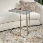 Homez silver stainless steel side table with glass top 50*30*60cm image number 0