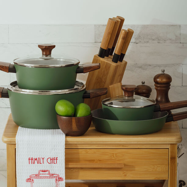 Alberto 7Pieces Non Stick Matt Green Cookware Set image number 0