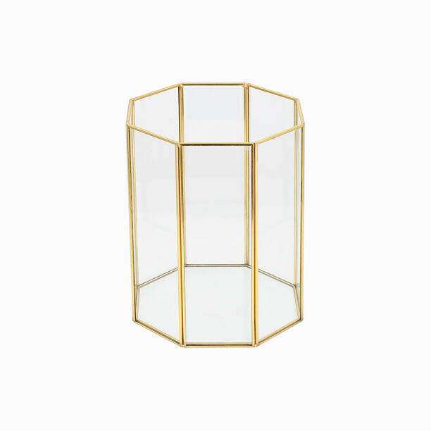 Homez glass and gold trash bin image number 1