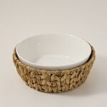 Porcelain Round Salad Bowl With Rattan Basket image number 0