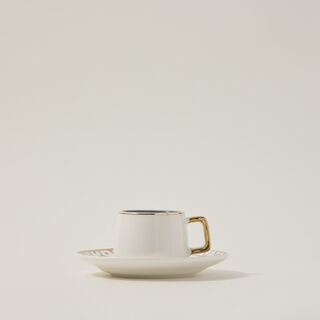 دلتي طقم فناجين قهوة تركي بورسلان رمادي وأبيض 12 قطعة