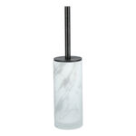 Toilet Brush Holder With Stainless Black Pole, Bristle Brush And Silicon Lid image number 1