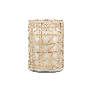 Glass Jar Candle With Rattan Oud And Amber Fragrance 10*15 cm