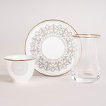 La Mesa white porcelain and glass tea and coffee cups set 18 pcs image number 1