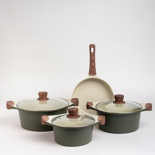 Alberto 7 piece Green marble ceramic cookware set