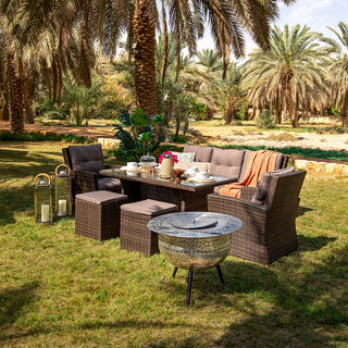 Homez Outdoor Dining Set 7 Pieces, Antique Brown