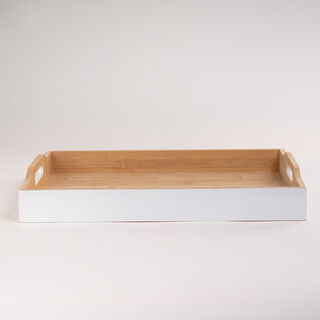 دلتي صينية تقديم بامبو أبيض 47*34*7 سم