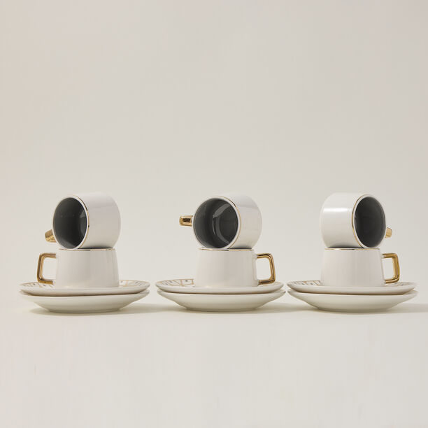 Dallaty grey and white porcelain Turkish coffee cups set 12 pcs image number 3