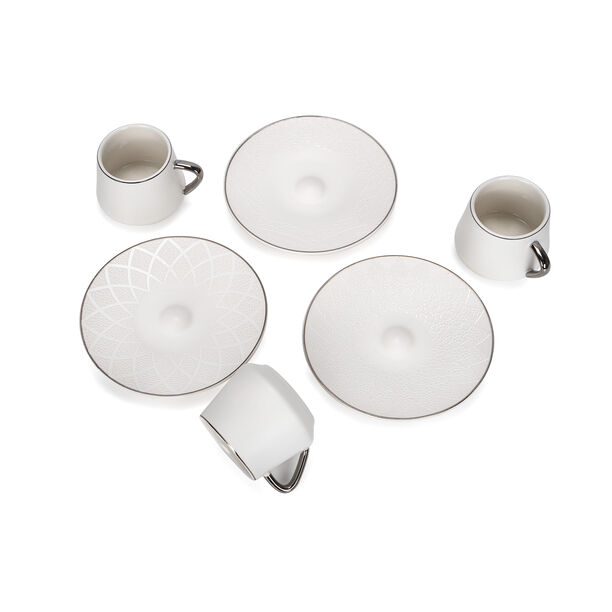 Dallaty silver and white porcelain Turkish coffee cups set 12 pcs image number 2