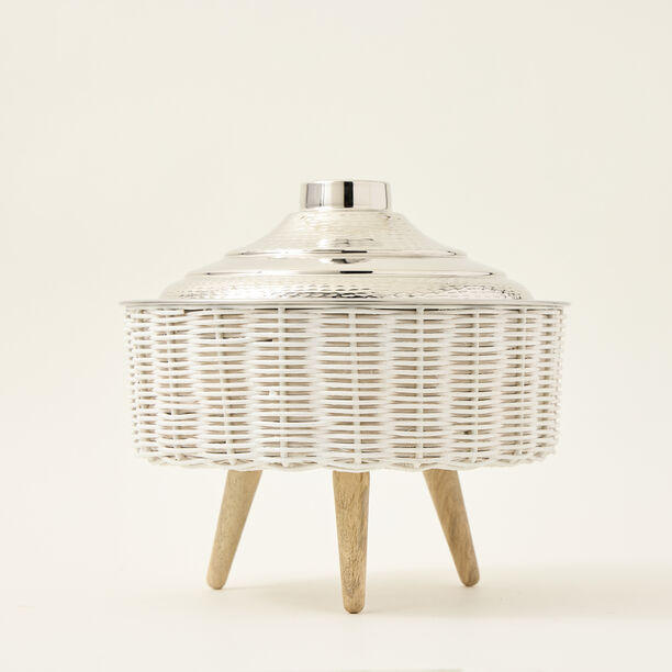 قدر تقديم بقاعدة خشب وغطاء فضي 3لتر image number 0