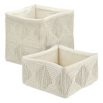 Homez white and bamboo storage basket set 2 pcs image number 1