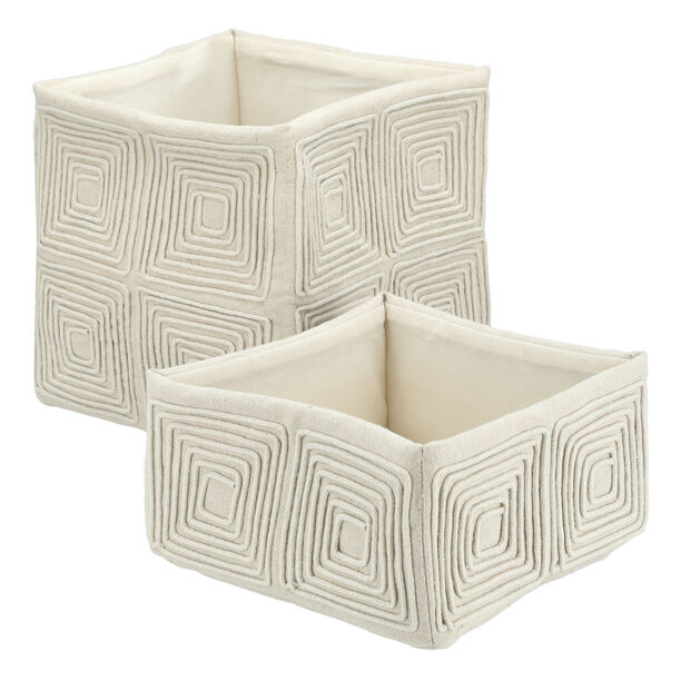 Homez white and bamboo storage basket set 2 pcs image number 1
