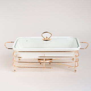 طبق تقديم مستطيل مع سخّان