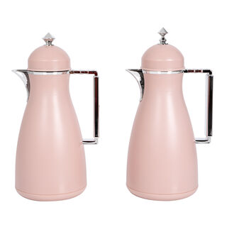 Dallaty 2 Pieces Plastic Vacuum Flask Koufaa Pink & Silver 1L