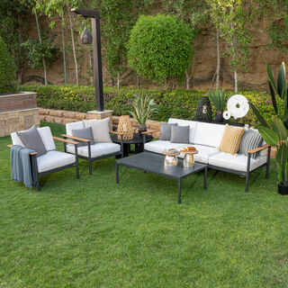 Roja 4pcs sofa set with coffee table, dark grey