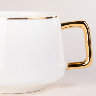 دلتي طقم فناجين قهوة تركي بورسلان لون ذهبي وأبيض 12 قطعة