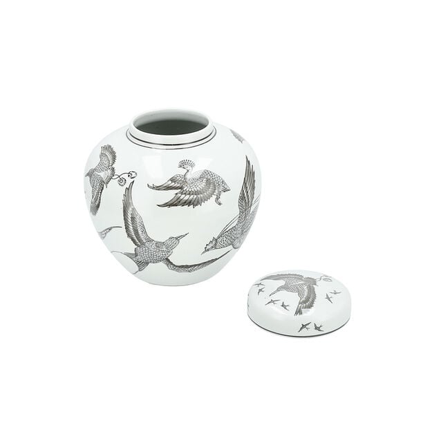 Decorative Jar White And Bird Pattern 23 *23 * 23 cm image number 2