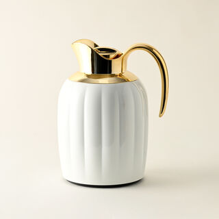 Dallaty pumpk steel vacuum flask white and gold 1L