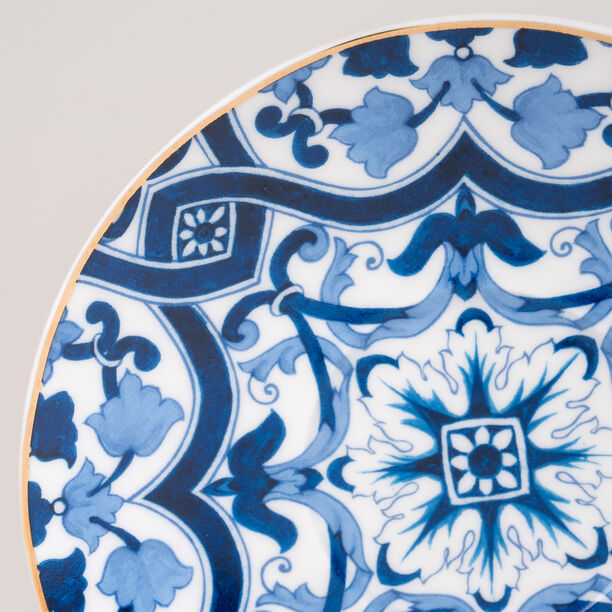 دلتي طقم فناجين قهوة تركي بورسلان لون ذهبي وأزرق 12 قطعة image number 3