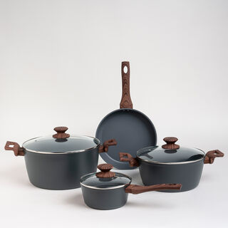 7Pcs Forged Aluminum Cookware Set With Silicone Handles 