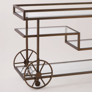 Homez metal and glass bar cart, antique bronze 120*40*80