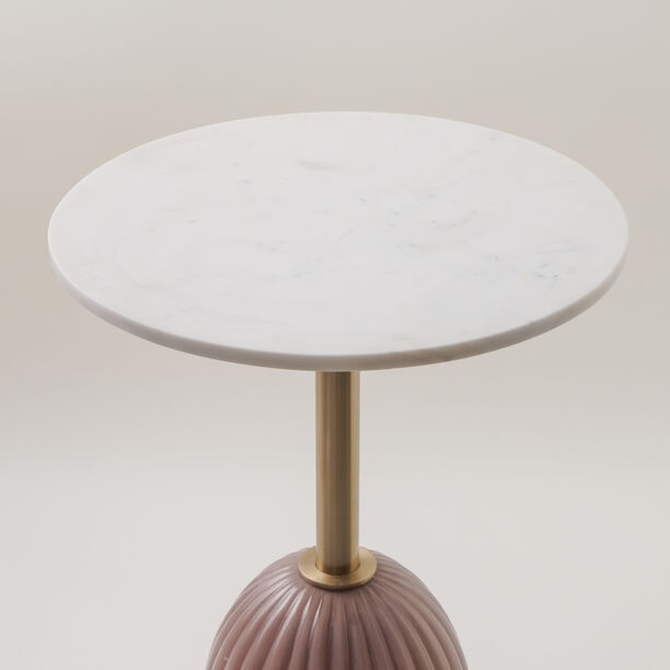 Homez marble side table 46*55cm, pink image number 2