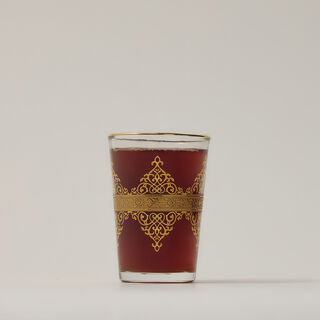 6 Oz Moroccan Tea Glass Real Gold H8.2Xt5.8Xb4.3Cm Design 1