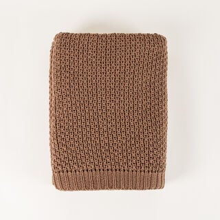 Boutique Blanche Loft 100% Cotton Knitted Throw Chocolate 130*180cm
