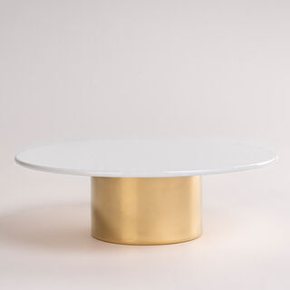 La Mesa white porcelain cake stand with gold base