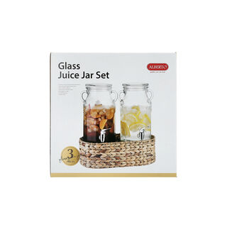 طقم زجاجات عصير زجاجي من البرتو مع سلة 2 قطعة/3100 مل